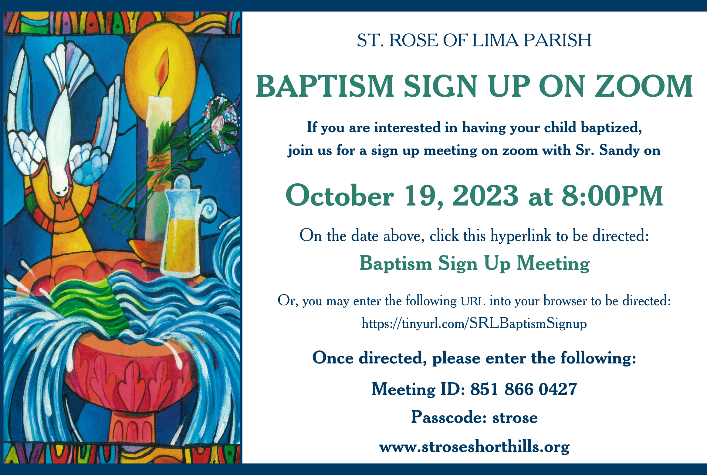 Baptism sign up Zoom