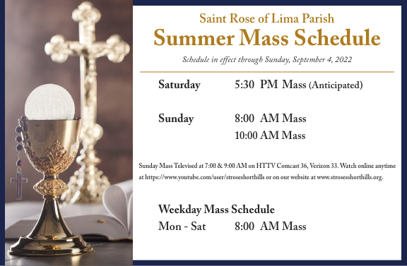 Summer 22 Mass Schedule