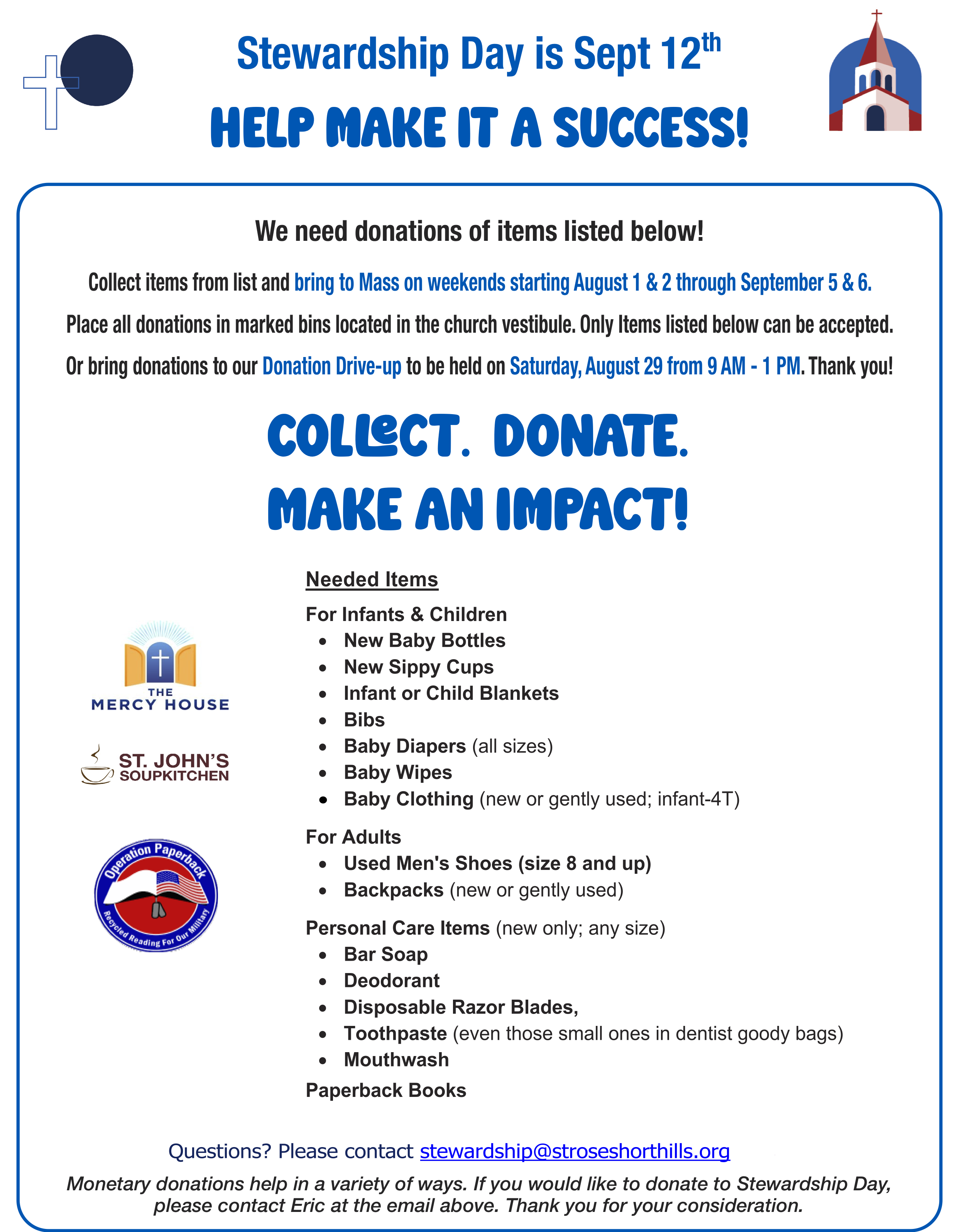 726 Donation Dates Flyer for Stewardship Day
