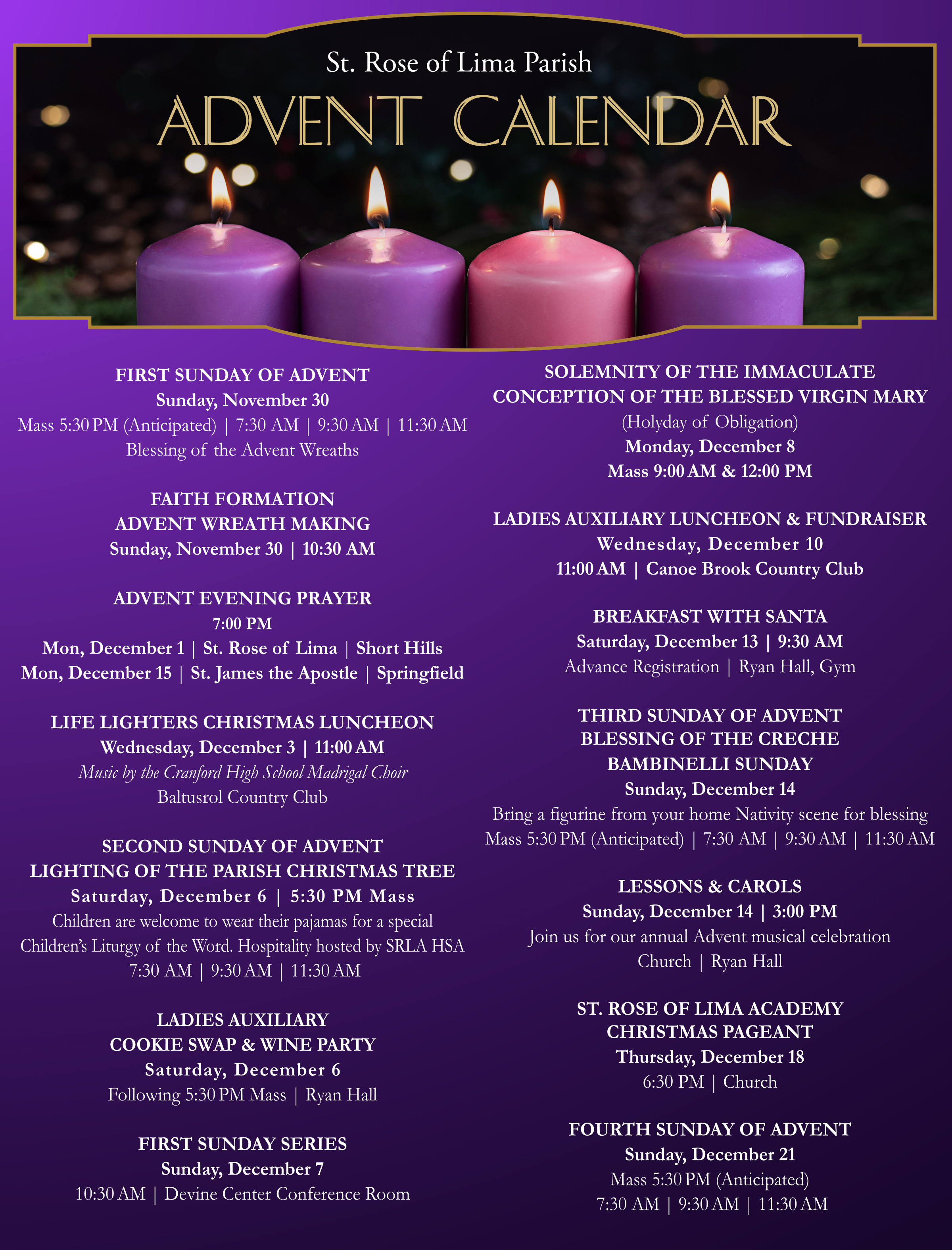 Advent 25 26 Schedule