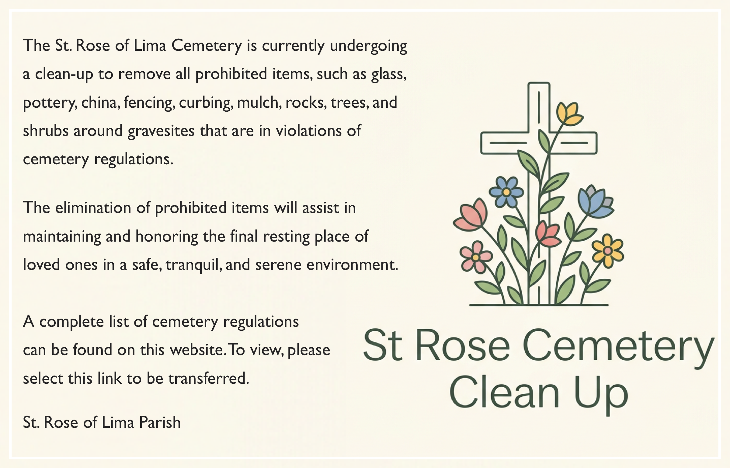 Cemetery Clean Up Announcement Web