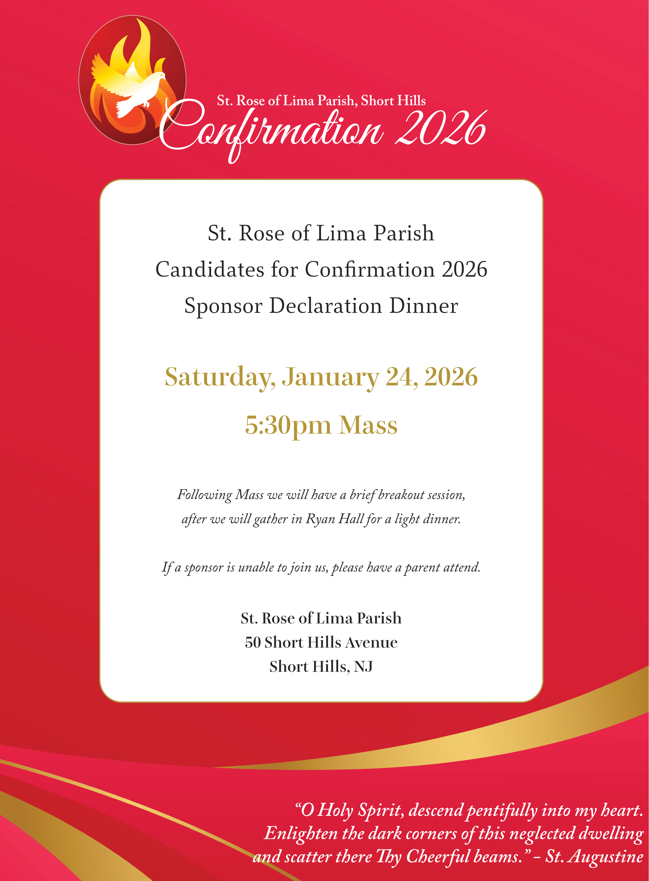 Confirmation Sponsor Dinner Invite