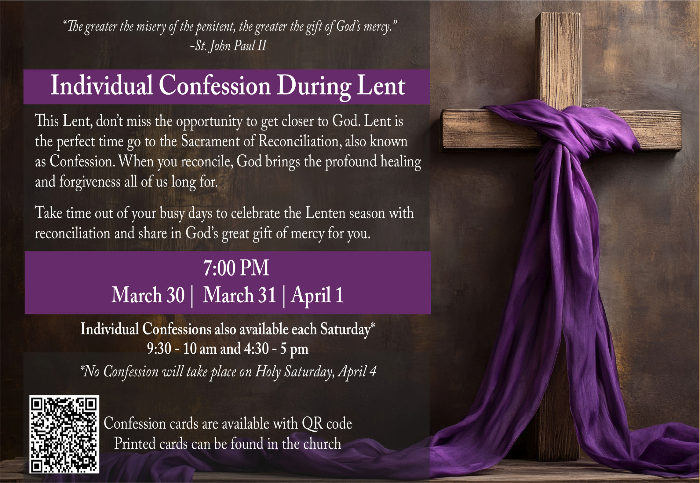 Individual Confessions Schedule