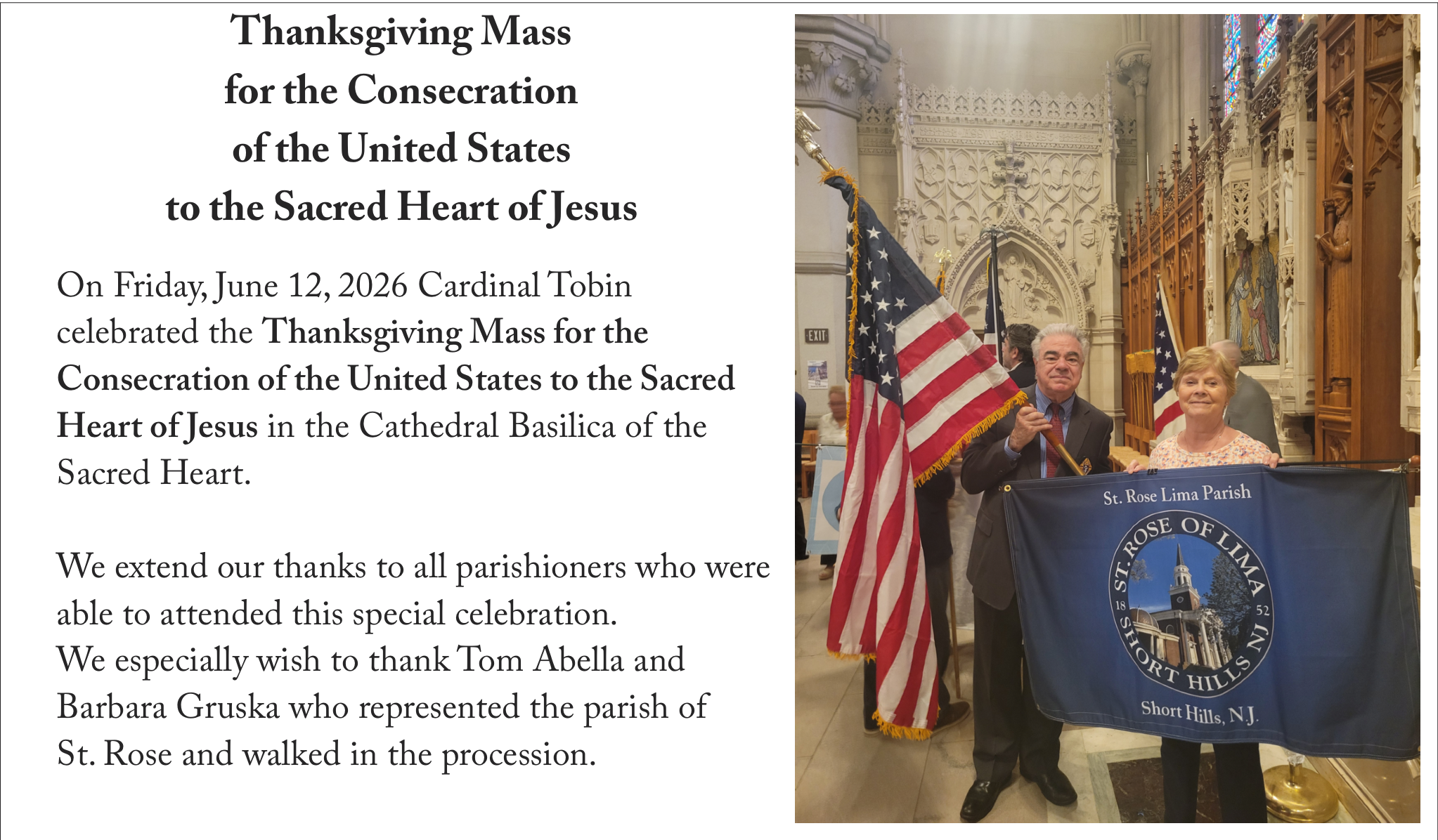 Thanksgiving Mass 2026 Thanks